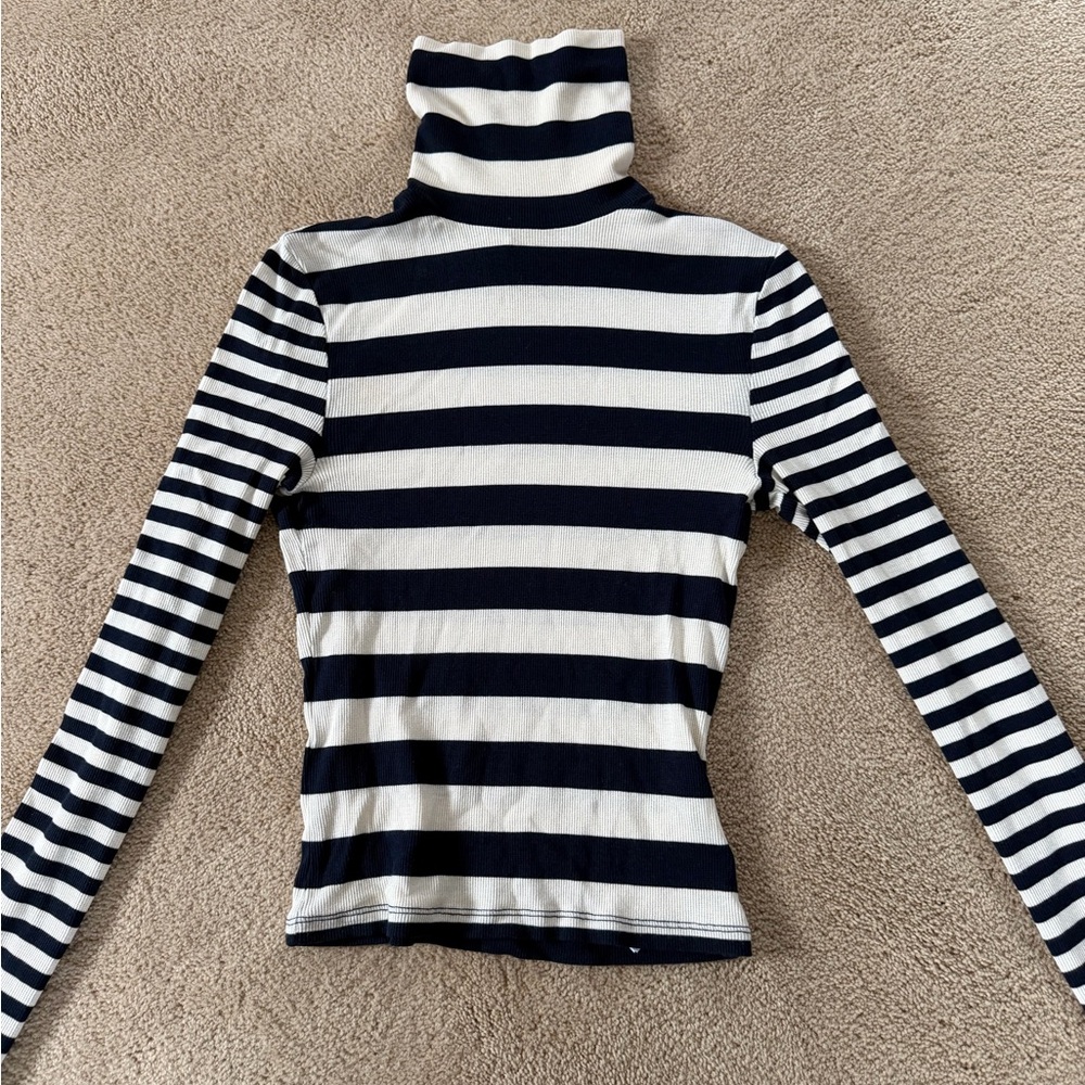 Madewell Cropped Striped Long Sleeve Turtleneck